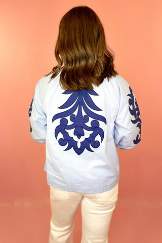Embroidered Top Blue