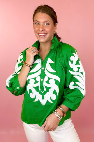 Embroidered Top Green