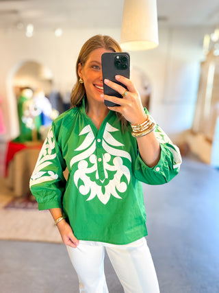 Embroidered Top Green