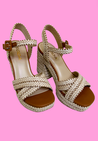 Yara Raffia Block Heel