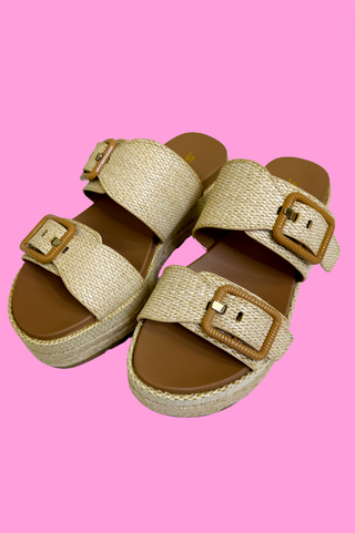 Funny Raffia Platform Sandal