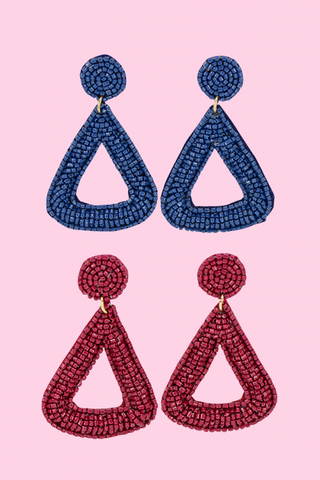 Beaded Statement Triangle Earrings