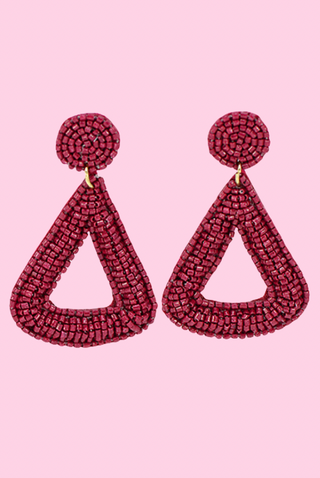 Beaded Statement Triangle Earrings