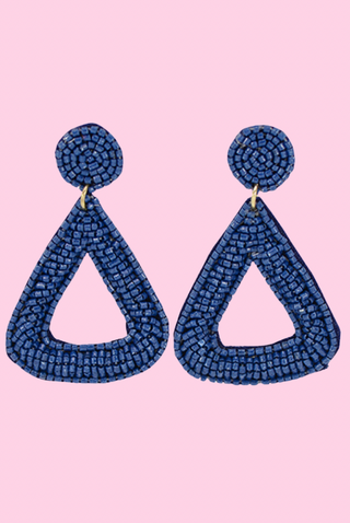 Beaded Statement Triangle Earrings