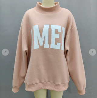 PRE ORDER (12/16): WWJD/Amen Reversible Mock Sweatshirt - Pink