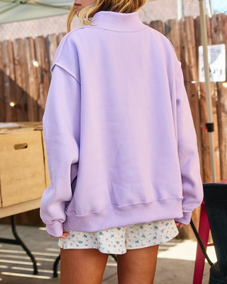 PRE ORDER (12/16): Jesus Embroidered Mock Neck Sweatshirt - Lavender