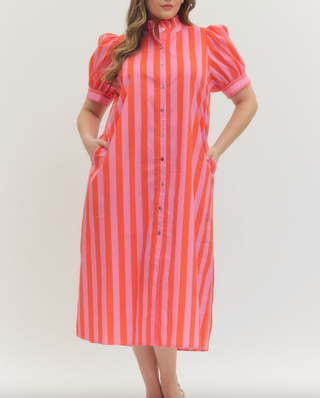 pink and orange midi dress Your Crush Midi Dress - Pink and Orange