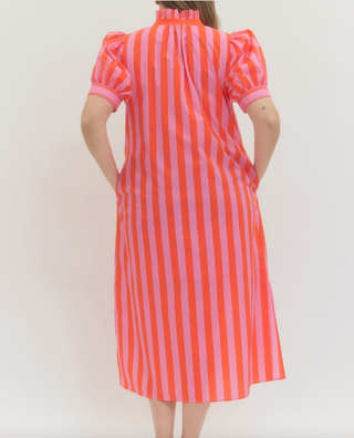 Leading Lines Stripe Midi Dress - Pink/Orange