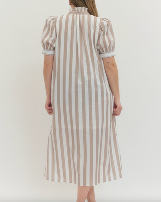 Leading Lines Stripe Midi Dress - Taupe/White