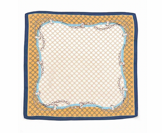 Navy Neutral Chain Print Silky Scarf