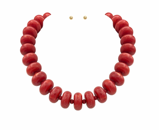 Beaded Rondelle Necklace - Red