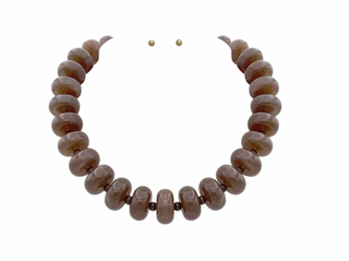 Beaded Rondelle Necklace - Brown
