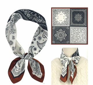 Paisley Print Bandana Scarf - Brown/Black