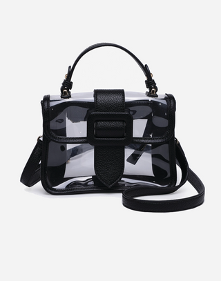 Toni Clear Flapover Crossbody Bag - Black