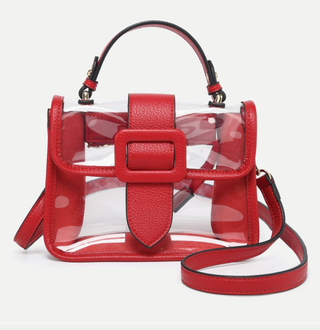 Toni Clear Flapover Crossbody Bag - Red