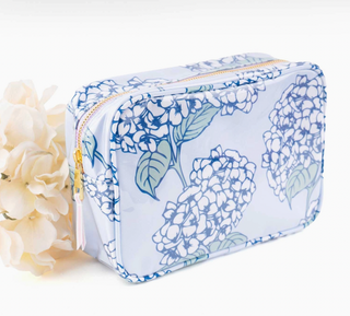 Hydrangea Stem Cosmetic Bag- Blue