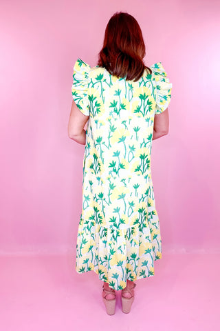 Floral Midi Dress Green/Yellow