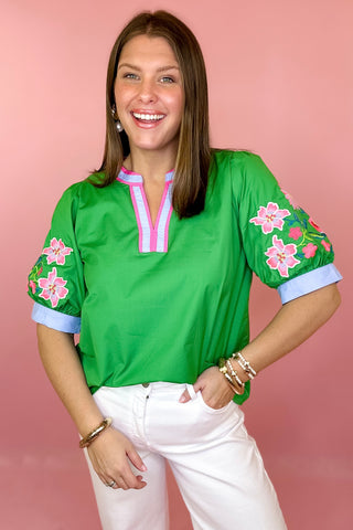 Show Me The Way Floral Top Green