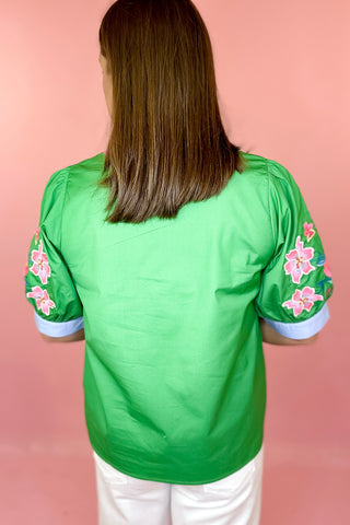  Floral Top Green