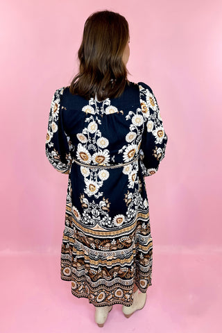 Black Floral Midi Dress