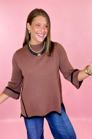 Signature Style Mock Neck Sweater Brown