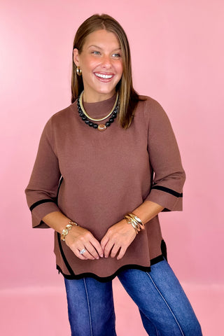 Signature Style Mock Neck Sweater Brown