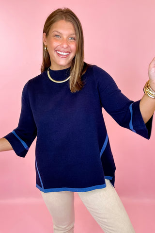 Signature Style Mock Neck Sweater Navy