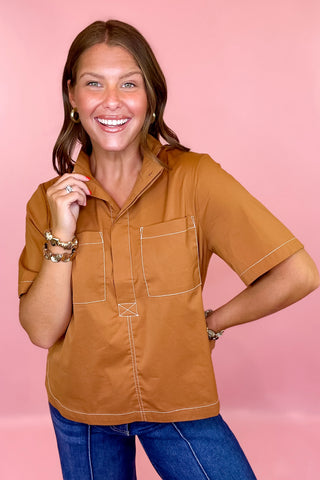 Short sleeve top caramel