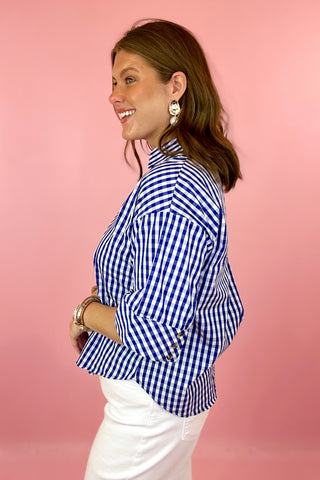  Gingham Top Navy