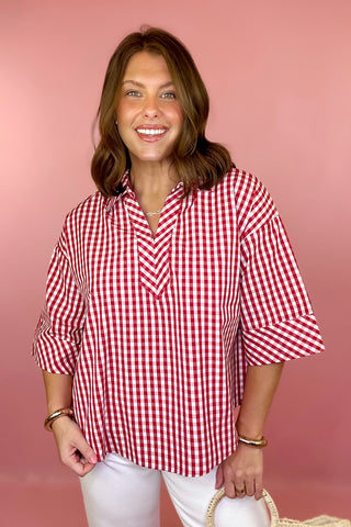  Gingham Top Red