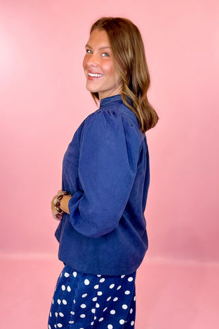 Suede Top Navy