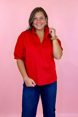 red top with collar