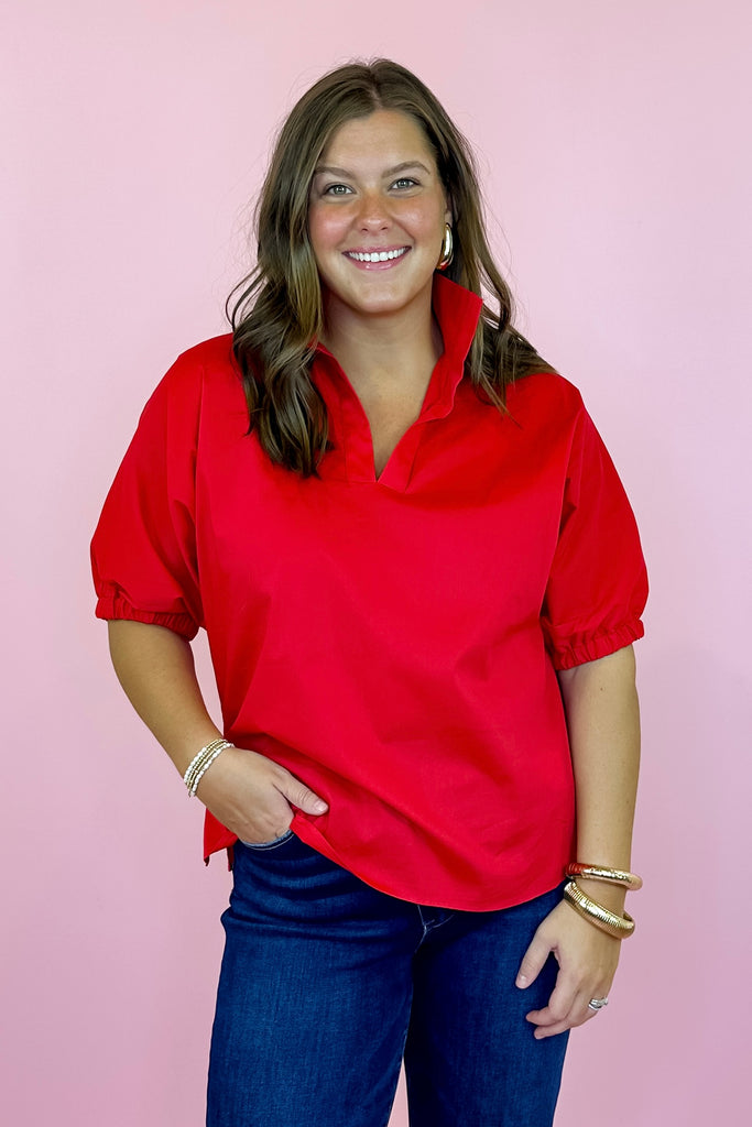 red top with collar