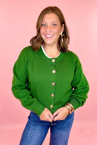 green cardigan