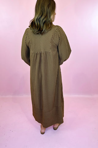 Striped Midi Dress Cappuccino