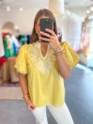 Embroidered Top Yellow