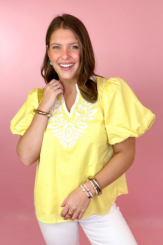 Embroidered Top Yellow