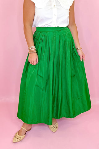 Pleated Midi Skirt Green