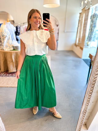 Pleated Midi Skirt Green
