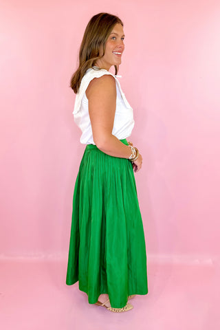 Pleated Midi Skirt Green