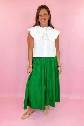 Pleated Midi Skirt Green