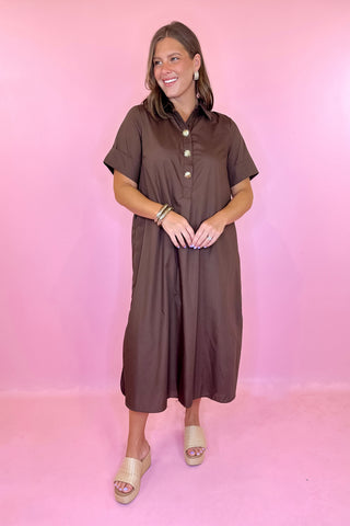 Soft Statement Midi Dress Brown