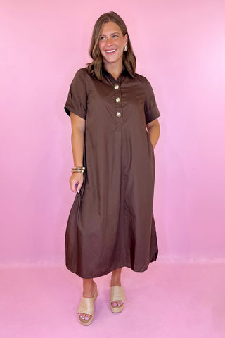 Soft Statement Midi Dress Brown