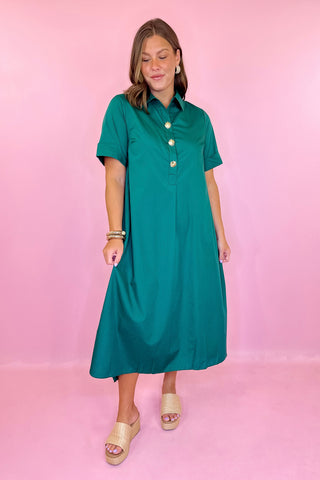 Soft Statement Midi Dress Hunter Green