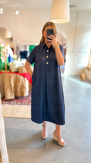 Soft Statement Midi Dress Navy