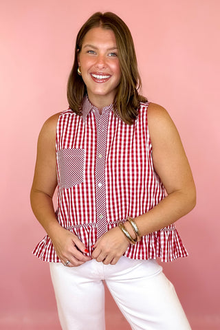 Sleeveless Gingham Top