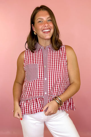 Sleeveless Gingham Top