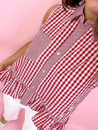 Sleeveless Gingham Top