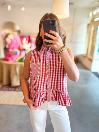 Sleeveless Gingham Top