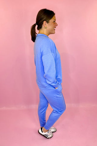 Scuba Pullover Quarter Zip Jogger Set Blue